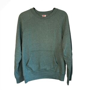 Vintage J Crew Men Crewneck Raglan Sleeve Sweatshirt Pullover Green Medium